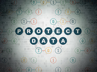 隐私概念保护数字数据纸背景上的数据别针蓝色网络技术保卫政策图表犯罪方案绘画图片
