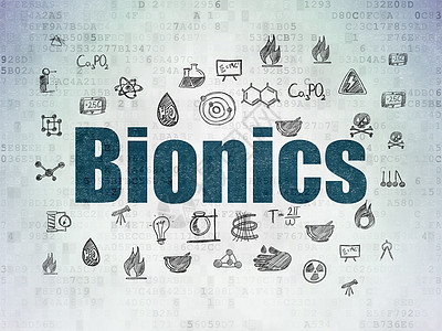 数字数据论文背景上的科学概念仿生学化学物理测量代码实验涂鸦技术草图创新知识图片