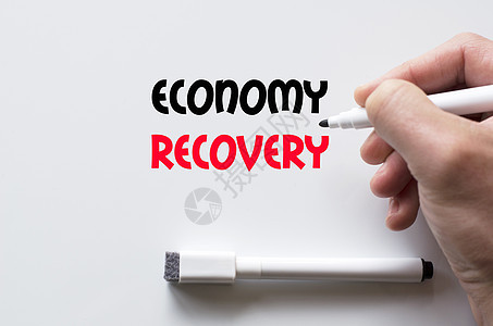 写在白板上的经济复苏进步债务破产危机荧光笔恢复期疗养生长测试碰撞图片