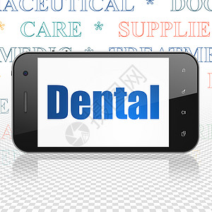健康概念 显示牙科口腔机用智能电话高清图片