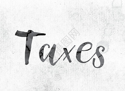在墨水中涂写的税概念图片