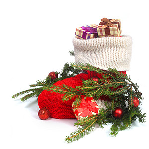 圣诞红袜袜红色装饰盒子丝带惊喜假期礼物新年风格短袜图片