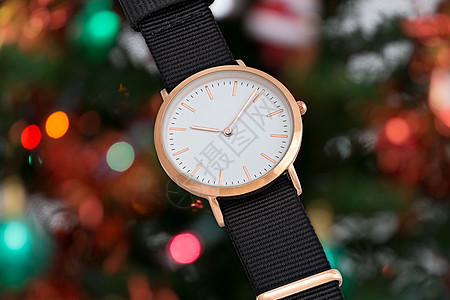 圣诞时黑尼龙手腕手表图片