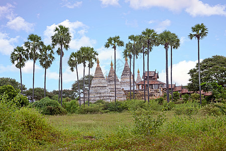 缅甸巴甘Bagan农村古代塔台日落场地王国旅游遗产日出佛教徒寺庙佛塔吸引力图片