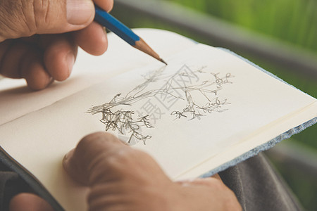 环境保守主义概念手指人类铅笔图标笔记男士理念绿色素描写作背景图片