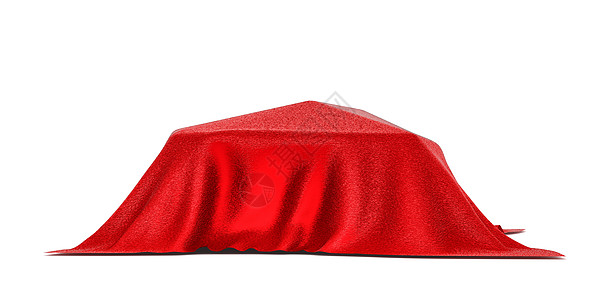 车盖着红色天鹅绒 孤立无援丝带丝绸礼物奢华注意力展示车辆推介会秘密渲染图片