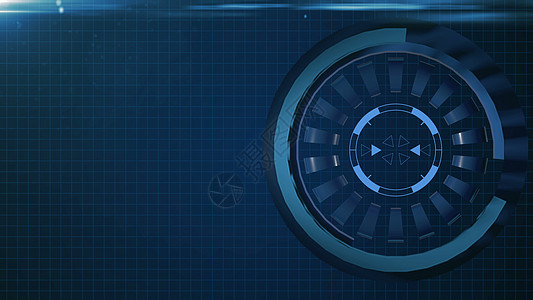 具有不同发光蓝色元素的 HUD 圆形界面屏幕推介会框架数据颅骨互联网展示技术圆圈用户图片