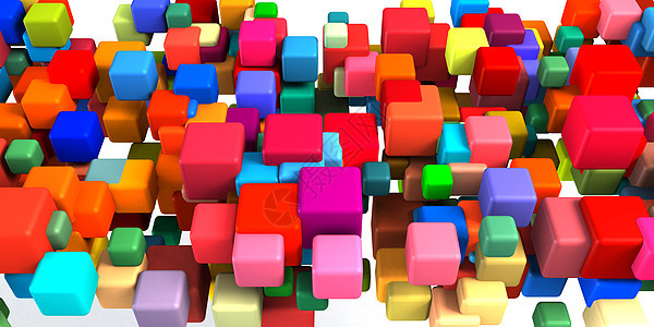 多彩立方体红色粉色绿色蓝色创造力马赛克紫色正方形黄色盒子图片