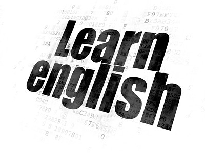 教育概念 在数字背景上学习英语考试课程教学像素化成功监视器知识电脑网络培训师背景