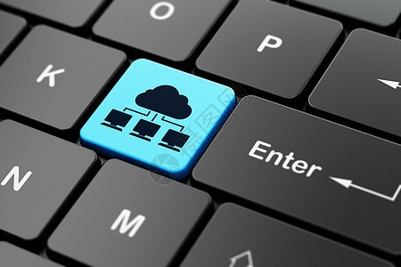 计算机键盘背景上的云网络概念云网络桌面屏幕按钮全球技术黑色互联网解决方案局域网网站图片