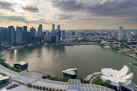 新加坡玛丽娜湾城市景观航空视图图片