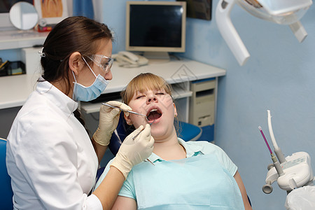 牙医接待处的病人女士成人卫生生活方式保健乐器实习生牙科临床医院图片