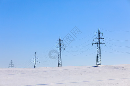高电压电线对蓝天绳索电压导管释放导体天空技术金属高压邮政图片
