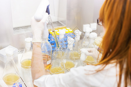 生命科学家在实验室里做研究吸管科学生物技术员药品医生医院细菌学习调查图片