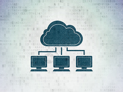 数字数据纸背景上的云计算概念云网络解决方案高科技技术蓝色代码桌面社会屏幕绘画网站图片