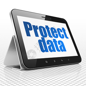 隐私概念平板电脑与保护数据显示图片