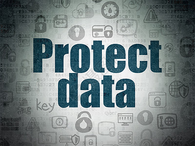 隐私概念保护数字数据纸背景上的数据蓝色别针技术犯罪草图网络政策监护人财产攻击图片