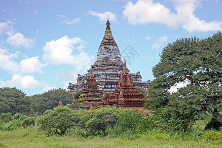 缅甸巴甘Bagan农村古代塔台佛教徒旅行旅游吸引力寺庙佛塔文化遗产宗教荣耀图片