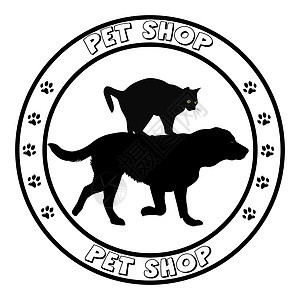 宠物店图标标签动物店铺小猫圆形医疗诊所数字邮票白色图片