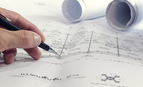 建筑工程项目正在进行中 工程概念也正在研究之中设计师财产蓝图商业女性房子绘画职场建筑工程师图片
