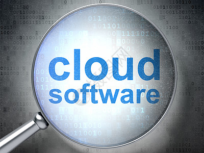 云网络概念云软件与光学玻璃渲染放大镜蓝色服务器全球解决方案3d网站背景高科技图片