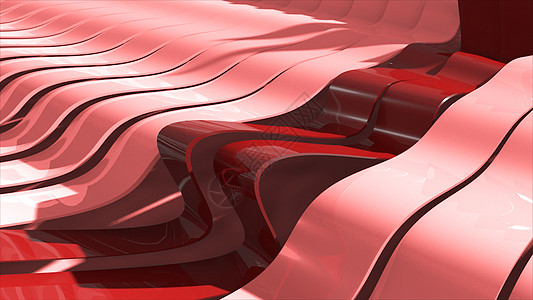 具有逼真的波浪线的抽象背景 中间的红色弯曲线 技术背景住宅艺术城市高楼地板市中心条纹墙纸海浪金子图片