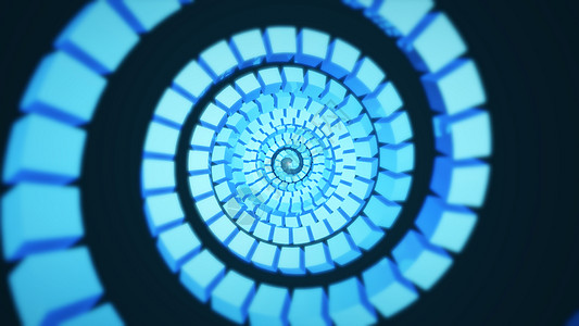 与旋转的立方体的抽象背景 技术概念背景蓝色白色辉光星星正方形积木太阳几何学月亮螺旋图片