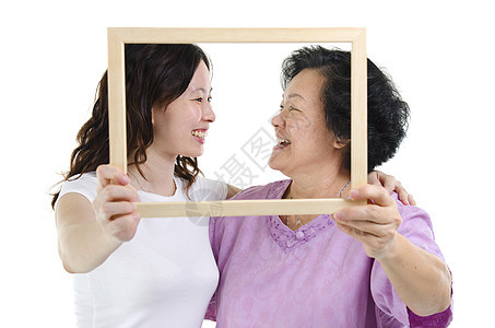 亚洲母亲和女儿照片框架亚洲图片