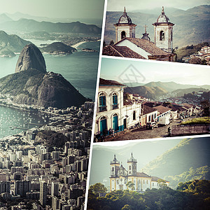 里约热内卢巴西图像拼合     旅行背景拼贴画建筑团体拉丁天空假期天线地标海滩基督图片