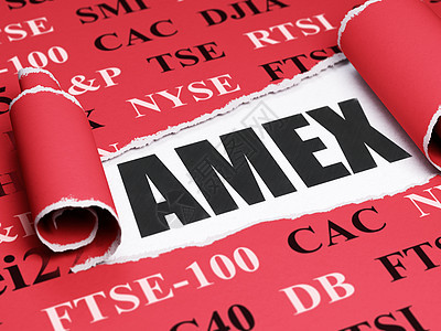 股票市场指数概念 黑文本AMEX在撕破纸下图片