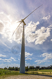 波兰苏瓦基的风力涡轮机螺旋桨远足风景湖泊环境闲暇发电机活力公园涡轮图片
