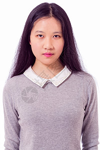 中国青少年的肖像头发女孩美丽白色学生长发女性眼睛女士图片