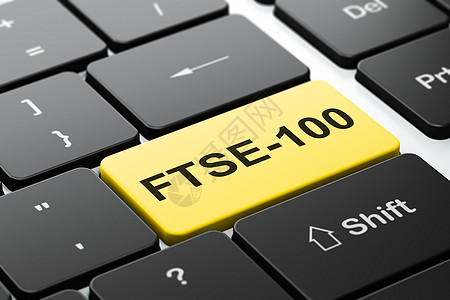 电脑键盘背景上的股市指数概念 FTSE1003d库存网络技术笔记本王国交换市场数据钥匙图片