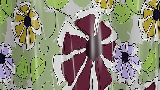 3D 插图抽象花卉背景叶子装饰品绿色技术丝绸抛光黄色材料图片