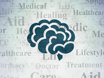 数字数据纸背景上的医疗保健概念脑力量风暴代码绘画科学药品治疗蓝色生活记忆图片