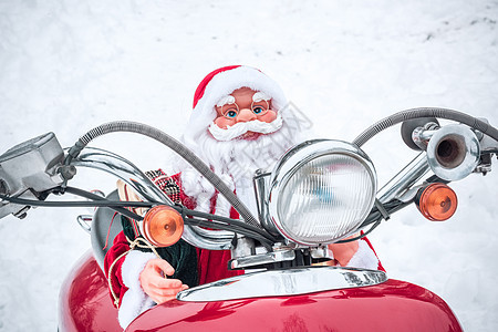圣诞老人玩具骑摩托车胡子水平问候语新年假期季节运输时候图片