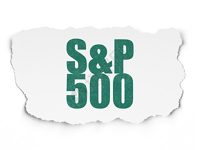 股票市场指数概念 SP 500 在撕纸背景上指标眼泪绿色交换库存贸易灰色报纸边缘金融图片