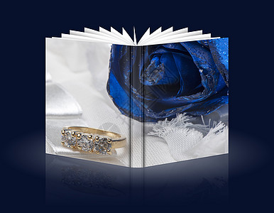 玫瑰和结婚戒指之书珠宝婚礼庆典蜜月钻石礼物周年情感珍珠联盟图片