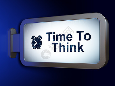 广告牌背景上的时间概念思考时间和闹钟图片