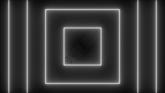与霓虹广场的抽象背景黑色射线辉光对比度动画片紫色线条舞蹈同心正方形图片