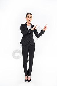 商业妇女用手指指着经理职业女士商务人士工作套装领导者场景金融图片