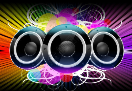 音乐的颜色打碟机装饰品技术扬声器派对展示播音员节拍背景图片