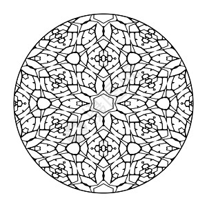 黑白曼陀罗风格装饰品冥想精神艺术圆圈装饰花纹染料插图图片