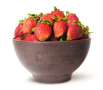 在陶瓷碗中提取多汁的草莓图片