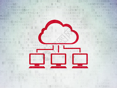 数字数据纸背景上的云技术概念云网络社会灰色高科技网站监视器互联网软件代码计算服务器图片