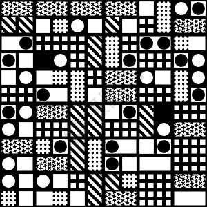 装饰几何形状平铺 单色不规则图案 抽象的黑白背景 艺术装饰格子打印包装网格风格插图纺织品墙纸马赛克正方形几何学图片