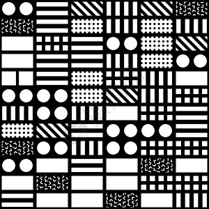 装饰几何形状平铺 单色不规则图案 抽象的黑白背景 艺术装饰格子纺织品正方形不对称马赛克几何学包装条纹插图打印网格图片