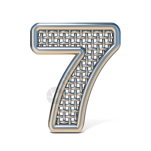 概述金属丝网字体编号 7 七 3技术细胞插图数字镶边工业边缘反射建造数学图片