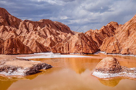 智利圣佩德罗阿塔卡马省火星死亡风景地标高原冒险橙子干旱晴天旅行图片