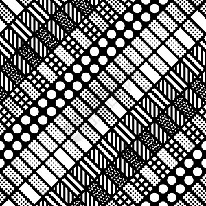 装饰几何形状平铺 单色不规则图案 抽象的黑白背景 艺术装饰格子包装插图条纹正方形纺织品风格打印几何学织物马赛克图片